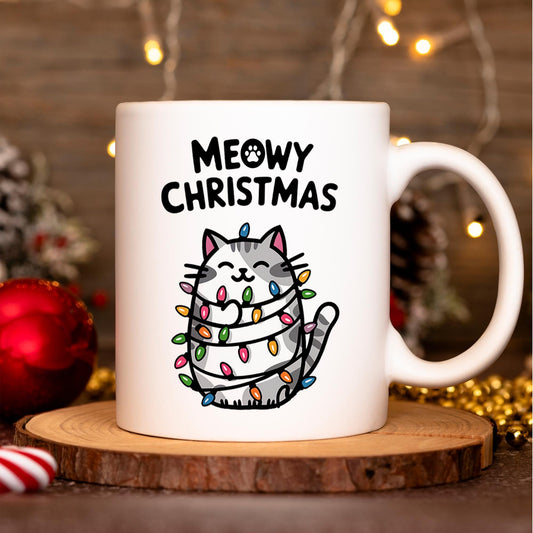 Meowy Christmas Mug, Cute Christmas Mug, Christmas Cats Mug, Cat Lover Gift, Cat Mom Gift, Christmas Gift, Holiday Mug, Christmas Mug